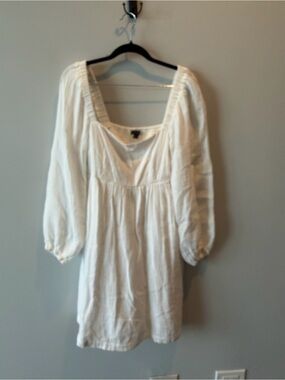 J. Crew White Peasant Tunic with Puff Sleeves